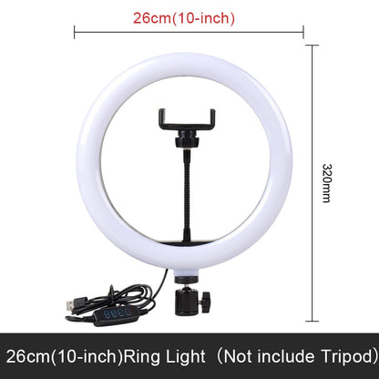 Selfie Ring Light Photography Led Rim Of Lamp with Optional Mobile Holder Mounting Tripod Stand Ringlight For Live Video Stream China 26cm light