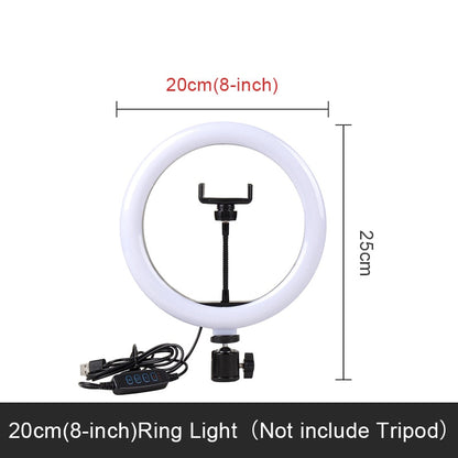 Selfie Ring Light Photography Led Rim Of Lamp with Optional Mobile Holder Mounting Tripod Stand Ringlight For Live Video Stream China 20cm light