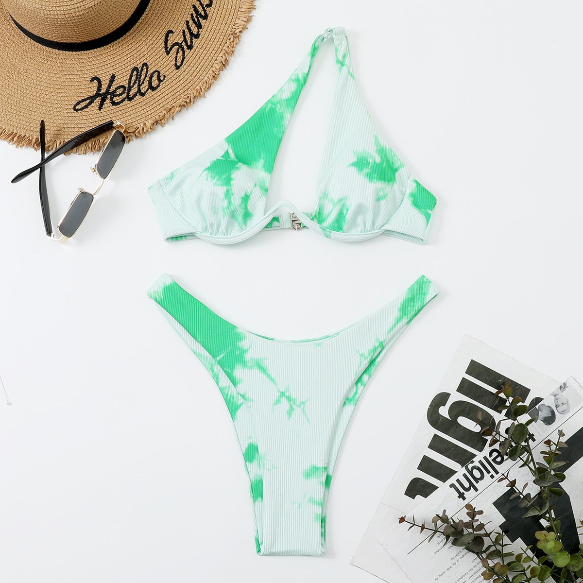 Sexy Bikinis Swimsuits Cut Out Women's Swimwear 2023 One Shoulder Biquini High Cut Bathing Suits Push Up Beach Bikini Set