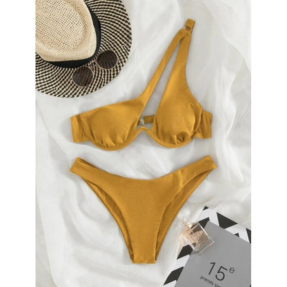 Sexy Bikinis Swimsuits Cut Out Women's Swimwear 2023 One Shoulder Biquini High Cut Bathing Suits Push Up Beach Bikini Set