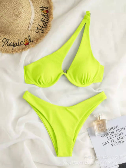 Sexy Bikinis Swimsuits Cut Out Women's Swimwear 2023 One Shoulder Biquini High Cut Bathing Suits Push Up Beach Bikini Set