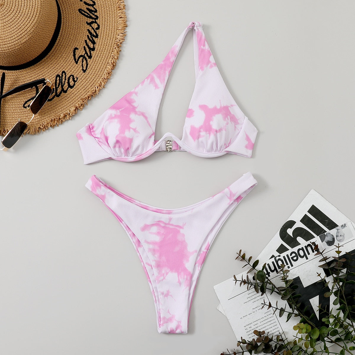 Sexy Bikinis Swimsuits Cut Out Women's Swimwear 2023 One Shoulder Biquini High Cut Bathing Suits Push Up Beach Bikini Set