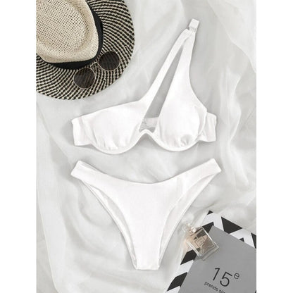 Sexy Bikinis Swimsuits Cut Out Women's Swimwear 2023 One Shoulder Biquini High Cut Bathing Suits Push Up Beach Bikini Set White