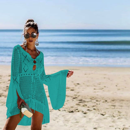 Sexy Cover Up Bikini Women Swimsuit Cover-up Beach Bathing Suit Beach Wear Knitting Swimwear Mesh Beach Dress Tunic Robe WC0445G1 One Size