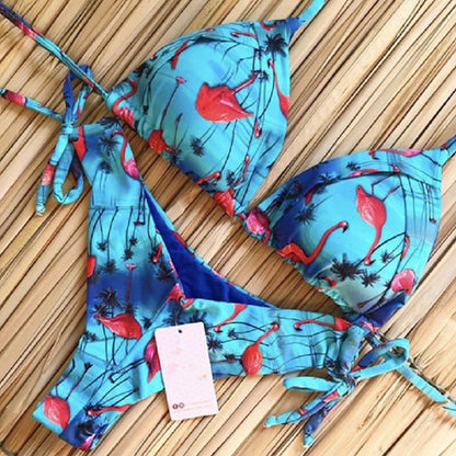 Sexy Print Bikinis Set Women Swimsuit Bandage Two-Piece Swimwear Brazilian Biquínis Beachwear Bathing Suit 2023 New huolieniao