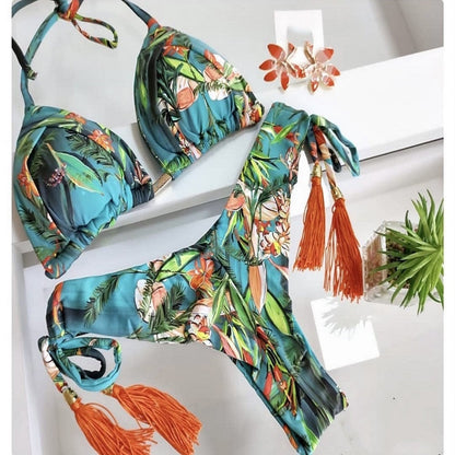 Sexy Print Bikinis Set Women Swimsuit Bandage Two-Piece Swimwear Brazilian Biquínis Beachwear Bathing Suit 2023 New 6219