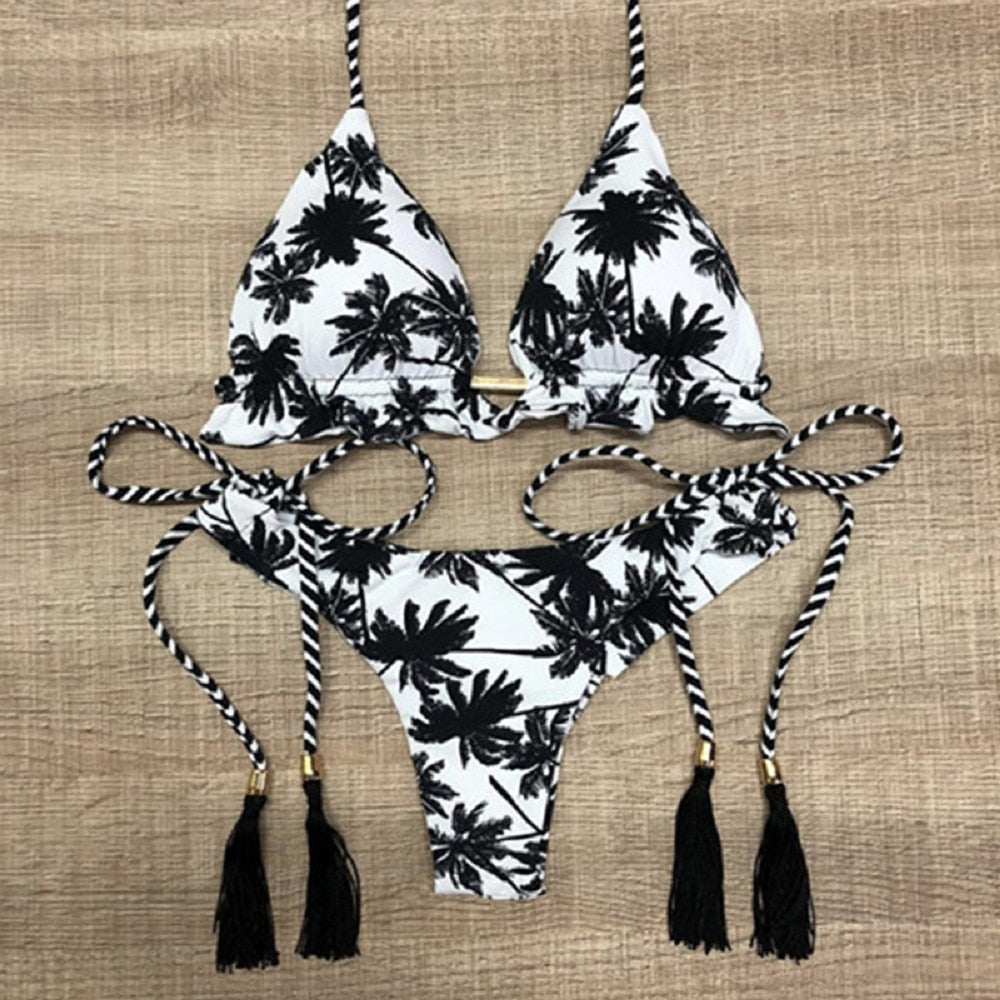 Sexy Print Bikinis Set Women Swimsuit Bandage Two-Piece Swimwear Brazilian Biquínis Beachwear Bathing Suit 2023 New K02BAIYINHUA