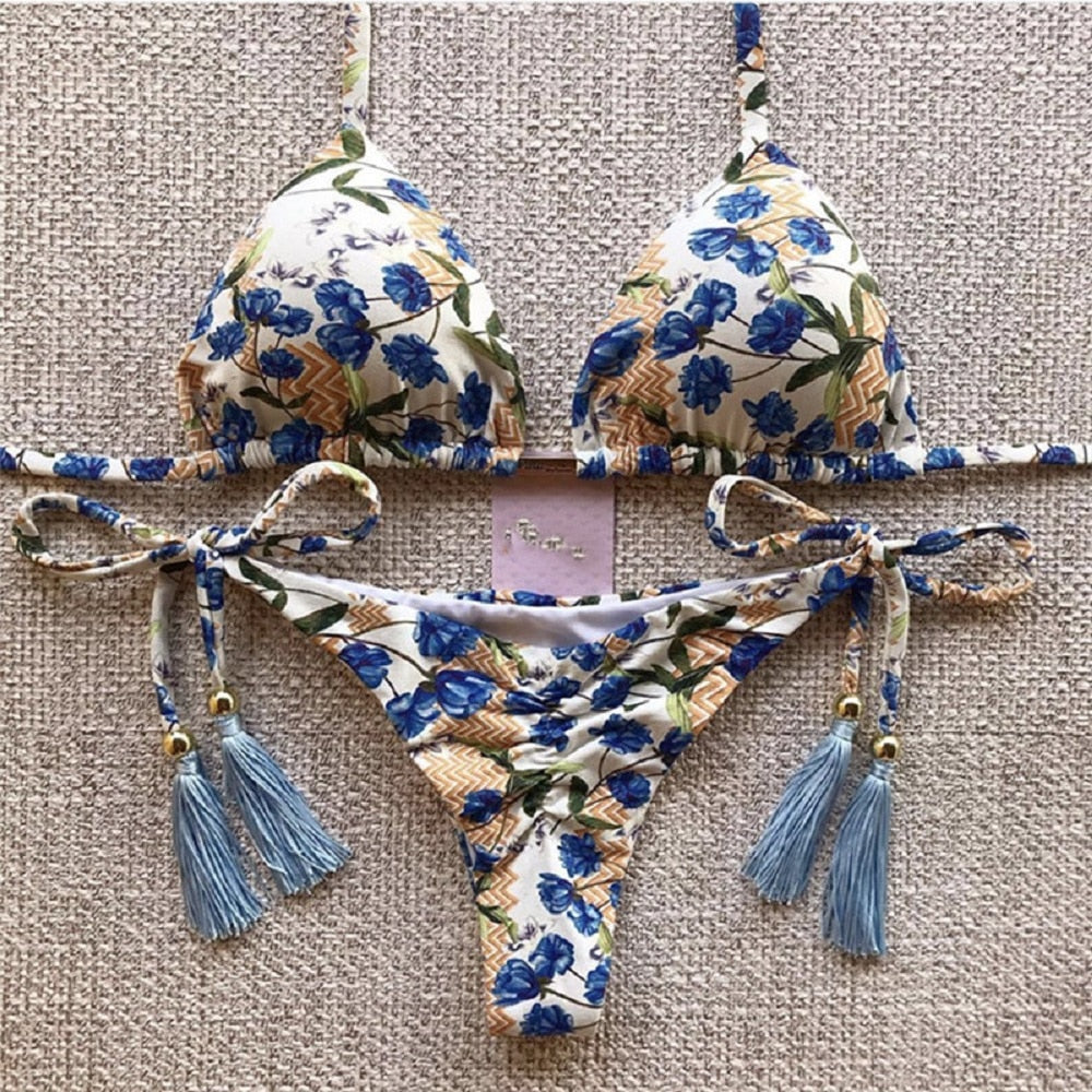 Sexy Print Bikinis Set Women Swimsuit Bandage TwoPieces Swimwear Brazilian Biquínis Beachwear Bathing Suit 2023 MK15