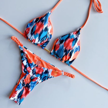 Sexy Swimsuit Women Braided rope Micro Bikinis 2023 New Swimsuit Leopard Print Brazilian Biquinis Beach Bathing Suit UP08