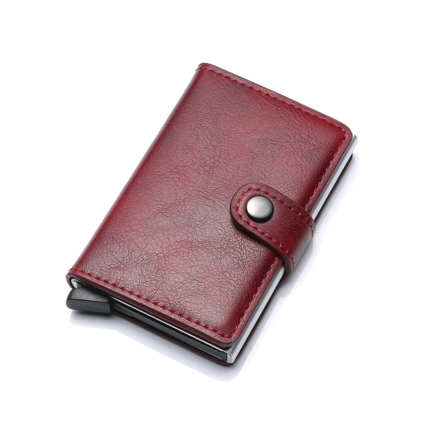 ID Credit Bank Card Holder Wallet Luxury Brand Men Anti Rfid Blocking Protected Magic Leather Slim Mini Small Money Wallets Case Upgraded Version Red