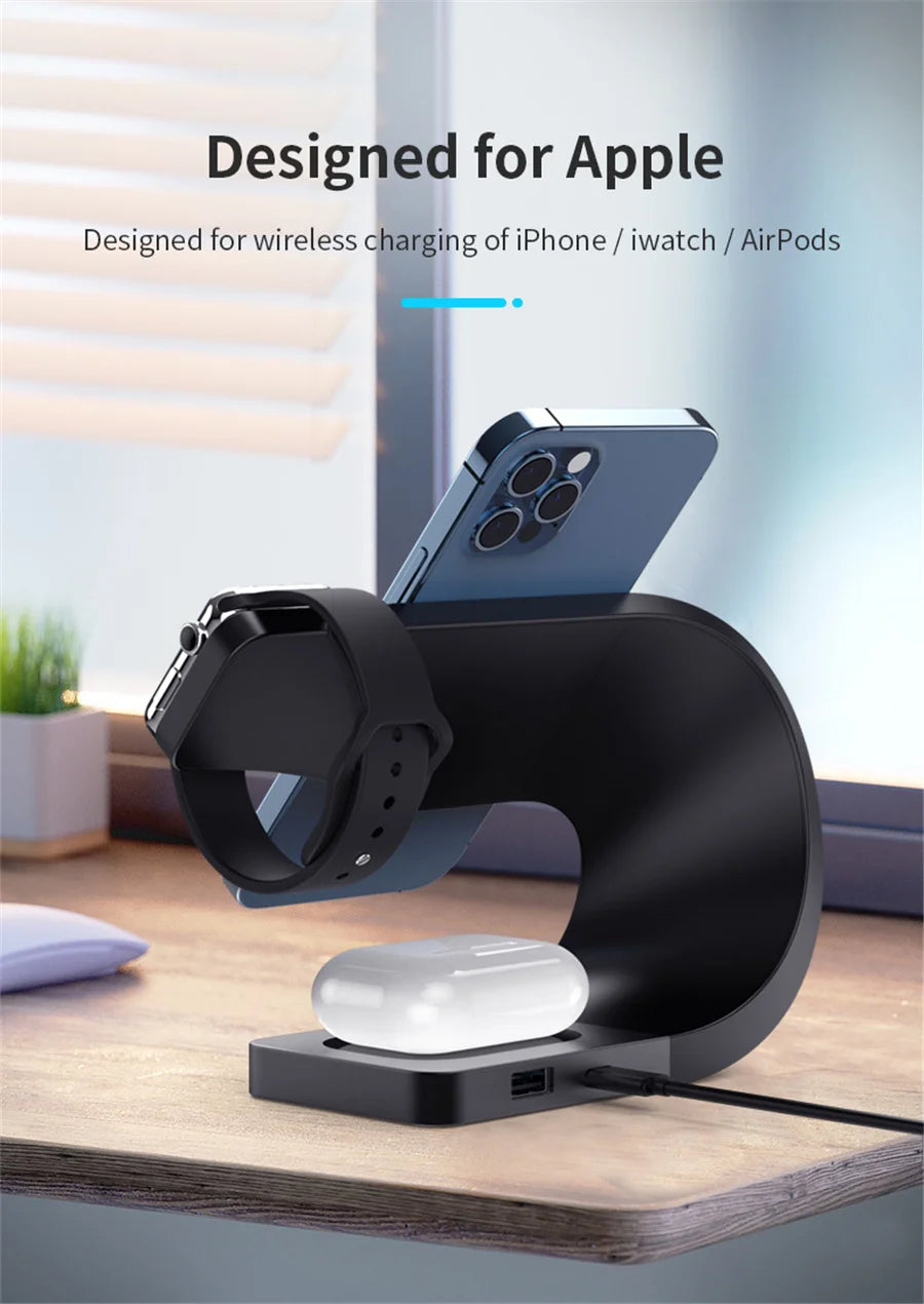 Magnetic Wireless Charger Stand 15W Induction Usb Chargers Quick Fast Charging Dock Station For iPhone 14 13 12 IWatch Airpods