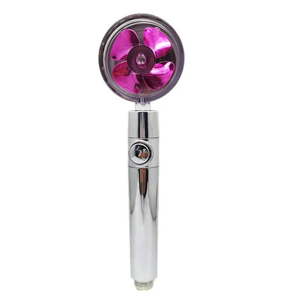 Strong Pressurization Spray Nozzle Water Saving Rainfall 360 Degrees Rotating With Small Fan Washable Hand-held Shower Head without filte purple