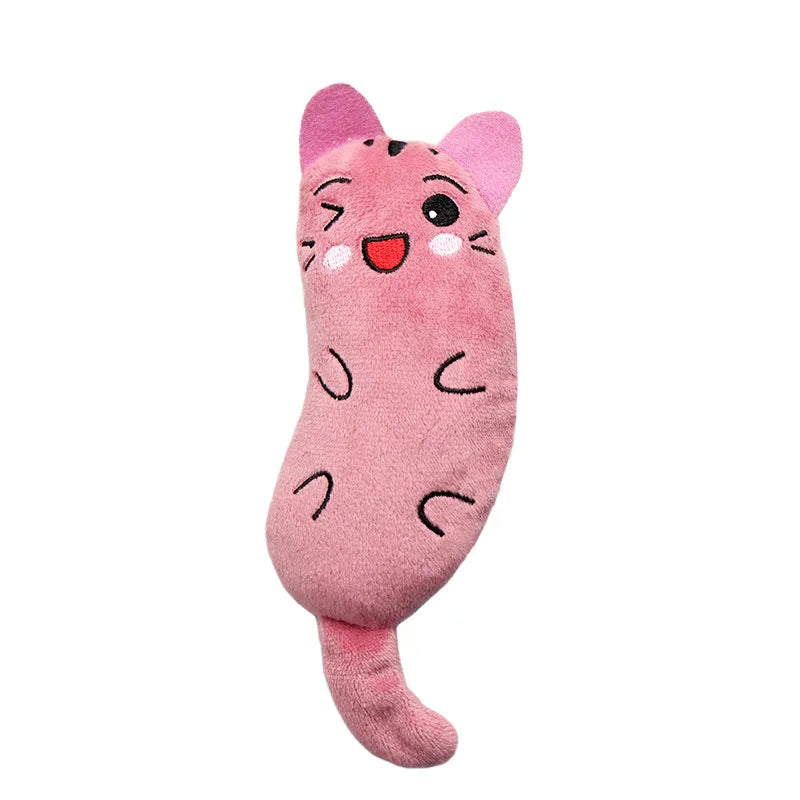 Teeth Grinding Catnip Toys Interactive Plush Cat Toy Mouse Shape Chewing Claws Thumb Bite Cat Mint For Cats Funny Little Pillow pink