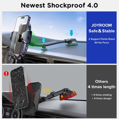 Joyroom Dashboard Phone Holder for Car 360° Widest View 9in Flexible Long Arm Universal Handsfree Auto Windshield Air Vent Moun