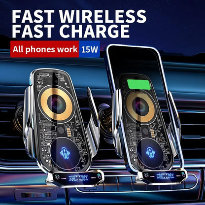 Car Wireless Charger Phone Holder Mount 15W Fast Charging Station For iPhone Samsung Xiaomi Auto Magnetic Wireless Car Chargers