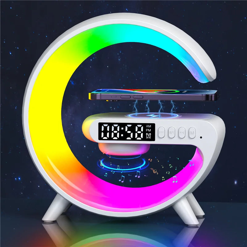 Mini Multifunction Wireless Charger Pad Stand Speaker TF RGB Night Light Fast Charging Station for iPhone Samsung Xiaomi Huawei