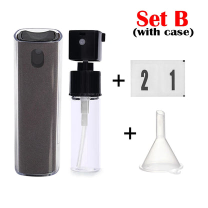 2in1 Microfiber Screen Cleaner Spray Bottle Set Mobile Phone Ipad Computer Microfiber Cloth Wipe Iphone Cleaning Glasses Wipes Grey Set B