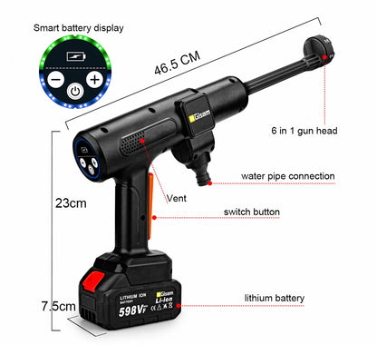 200Bar Brushless Cordless Electric High Pressure Washer 6-in-1 Car Washing Garden Water Gun for Makita 18V Battery Spray Gun