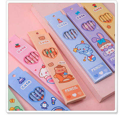 6 Pcs/Set Sweetheart Cute Pencil Children HB Painting Sketch Pen Primary School Students Writing Exam Stationery Supplies Gifts