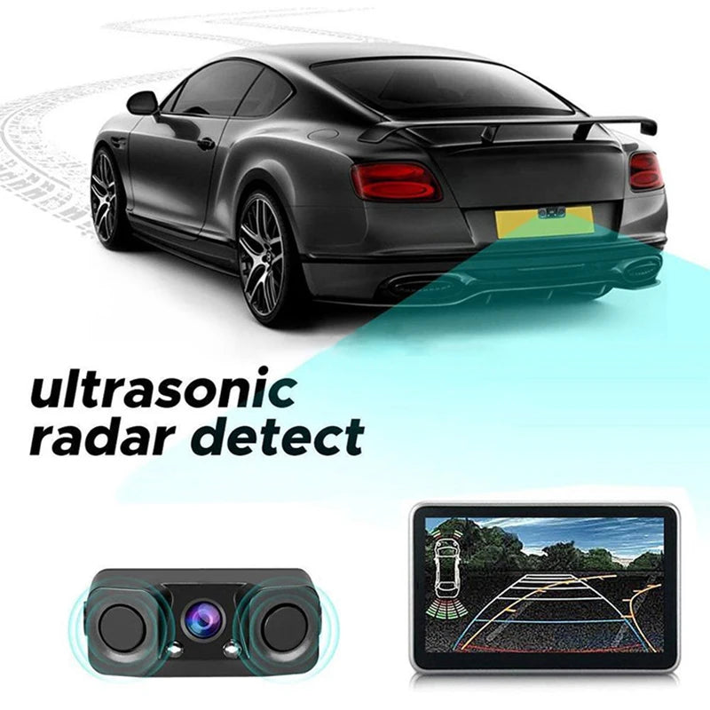 3 In 1 Radar Parking Sensor Kit Visible Parktronic LED Display System Backup Monitor Reversing Camera Alarm Reversing radar