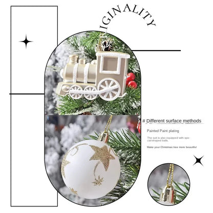 70Pcs Christmas Ball Ornaments Snowflake Snowman Star Xmas Tree Hanging Pendants Noel Navidad Home Decoration 2024 New Year Gift