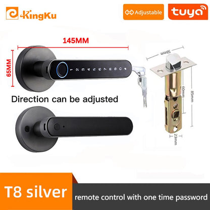 Smart Biometric Fingerprint Lock with Tuya App, Zinc Alloy Keyless Security Door Handle for Home t8 gun Bluetooth