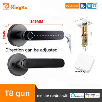 Smart Biometric Fingerprint Lock with Tuya App, Zinc Alloy Keyless Security Door Handle for Home t8gun ttlock