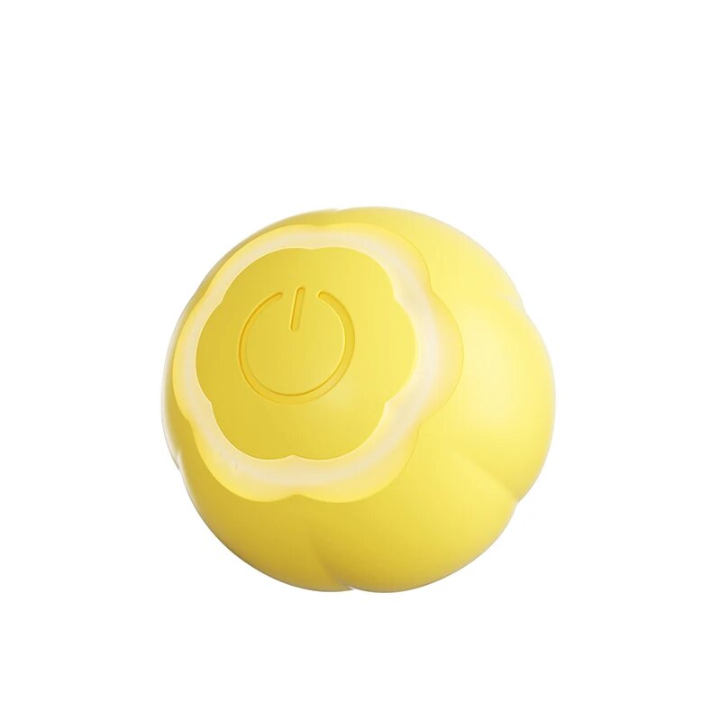 Smart Electric Cat Ball Toys Automatic Rolling USB Toys for Cats Training Self-moving Kitten Toys for Indoor Interactive Playing Yellow