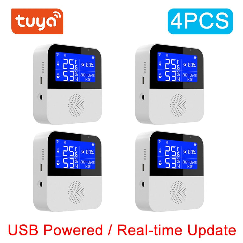 Smart Temperature and Humidity Sensor with LCD Display and Voice Control Compatibility USB powered 4PCS