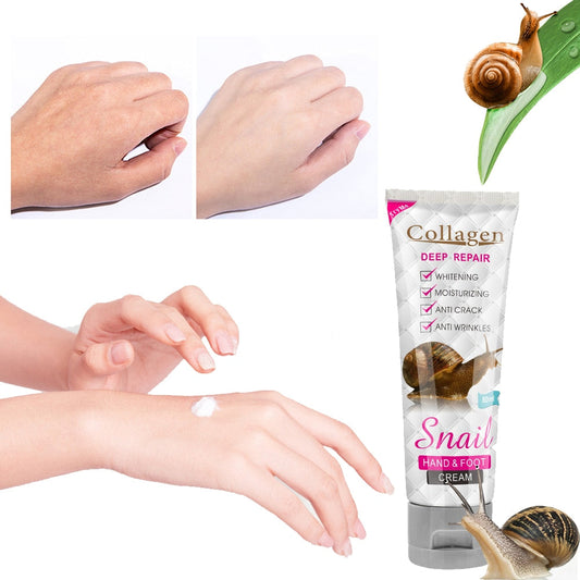 Snail Collagen Hand & Foot Cream 80ml Moisturizing Repair Dry Crack Skin Body Lotion Whitening Hydrating Hand Foot Care Cream