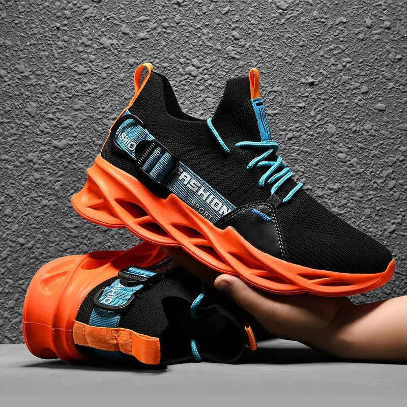 Sneakers Women Breathable Running Shoes Men Size 36-46 Comfortable Black Casual Couples Sneakers Shoes Outdoor Zapatos De Mujer BlackOrange