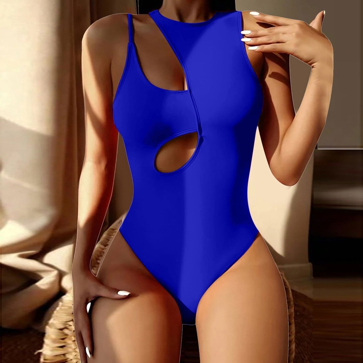 Soild One Piece Swimsuit 2023 New Female Cutout Multicolor Shoulder Bathing Suit High Waist Sexy Push Up Swimwear Women