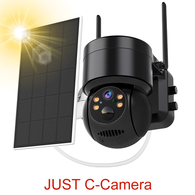 Solar-powered wireless outdoor surveillance camera with PTZ and built-in battery SOLAR CAMERA
