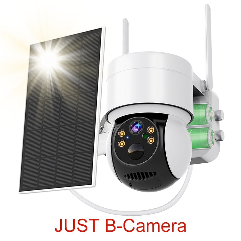 Solar-powered wireless outdoor surveillance camera with PTZ and built-in battery B SOLAR CAMERA