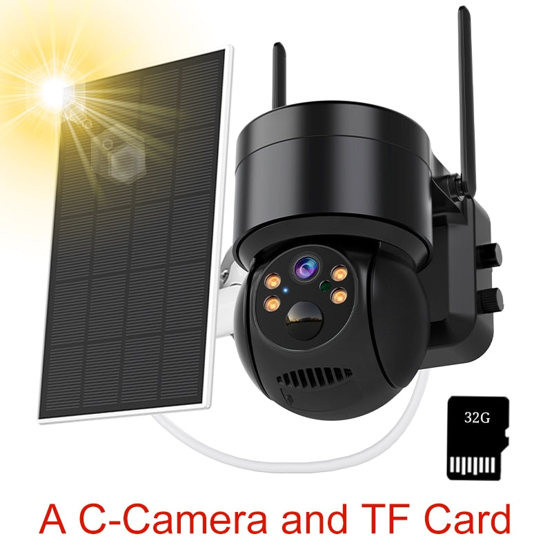 Solar-powered wireless outdoor surveillance camera with PTZ and built-in battery CAMERA PLUS 32g