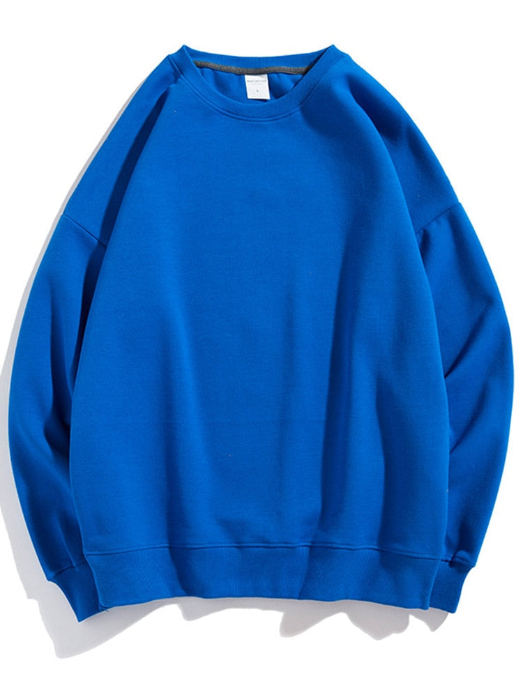 Spring Cotton Pullover Sweatshirts Oversize Women O Neck Loose Long Sleeve Top Solid Oversized Green Sweatshirt For Women Klein blue