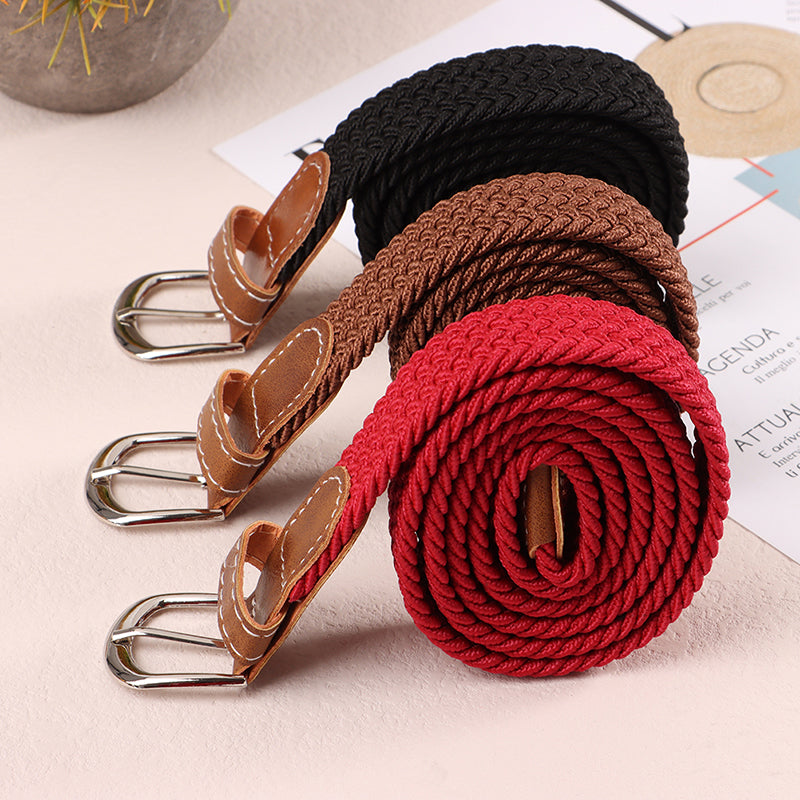 Stretch Canvas Leather Belts for Men Female Casual Knitted Woven Military Tactical Strap Male Elastic Belt for Pants Jeans