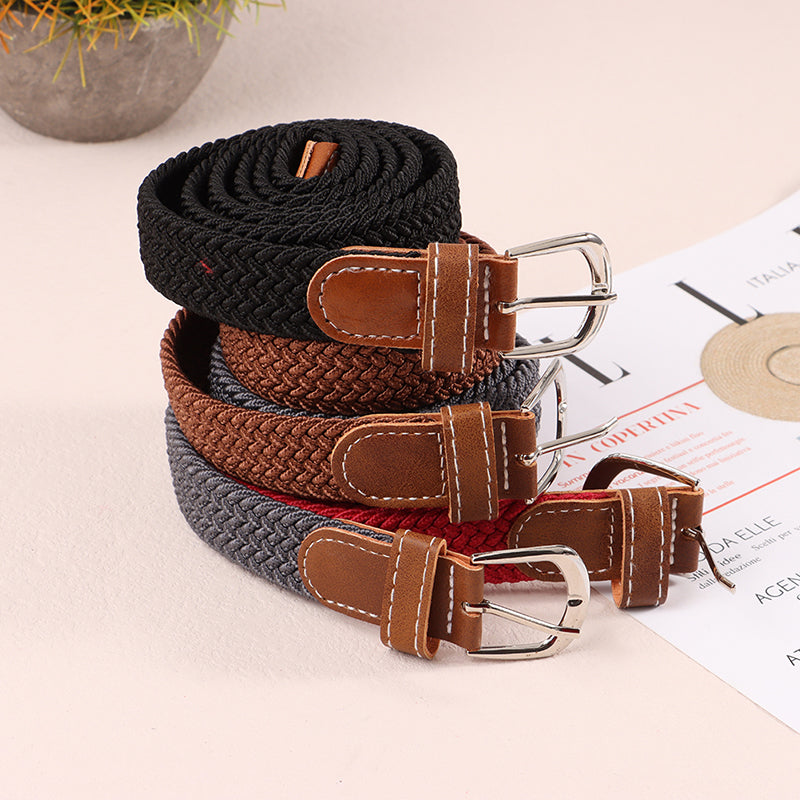 Stretch Canvas Leather Belts for Men Female Casual Knitted Woven Military Tactical Strap Male Elastic Belt for Pants Jeans