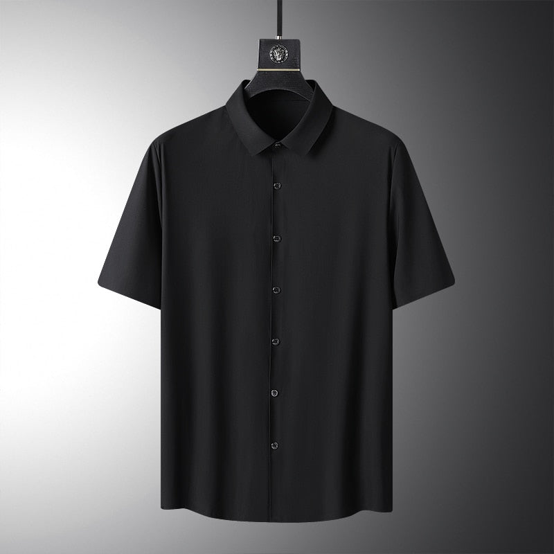 Summer Fashion Business Black White Shirts For Men's Short Sleeves Casual Blouse Clothing