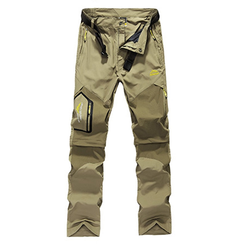 Summer Mens Joggers Pants Stitching Cargo Pant Male Quick Dry Jogger New Fashion Leisure Men Trousers Switchable Shorts Khaki