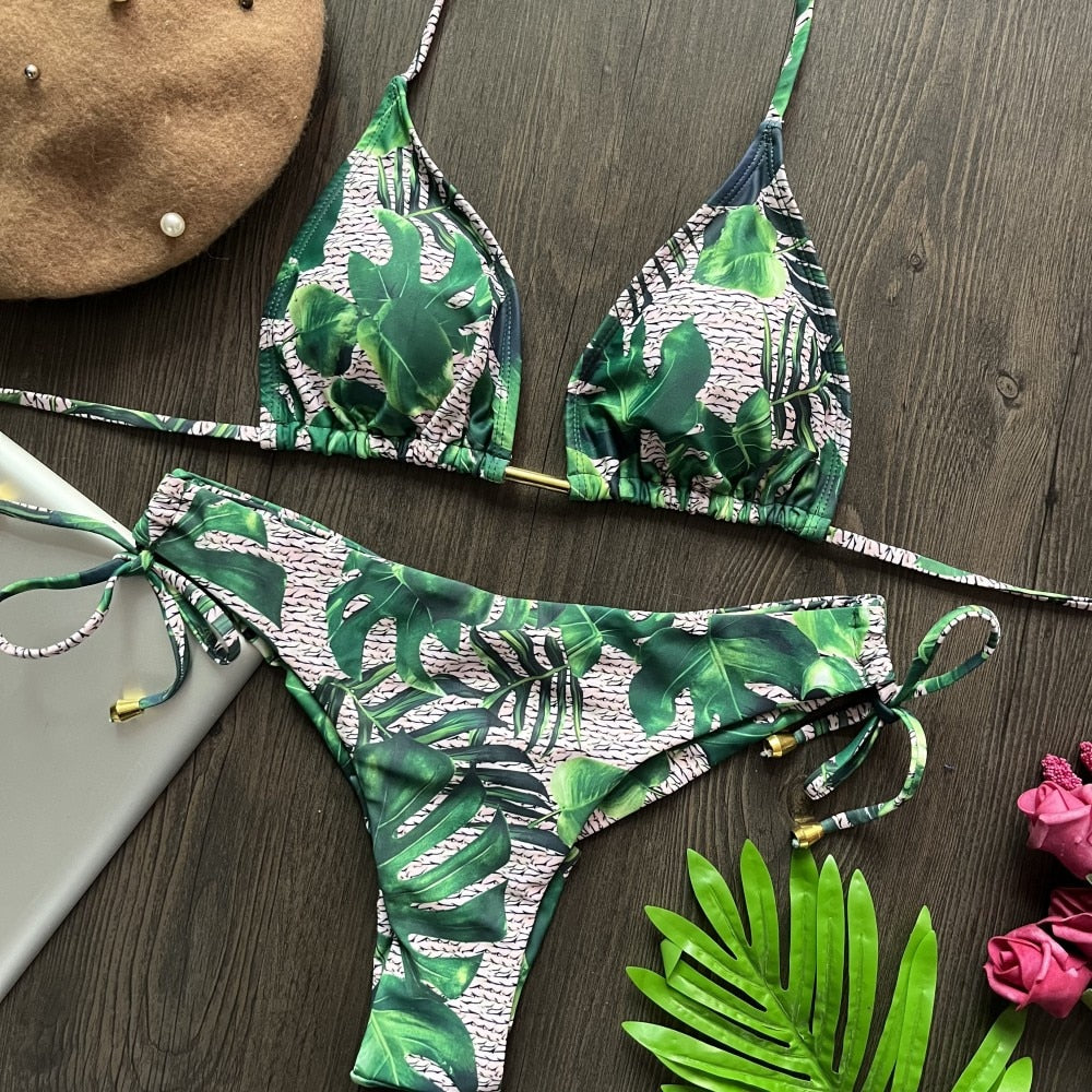 Summer Sexy Printed Swimwear 2023 Women Bikinis Sets Fashion Bandage Push Up Swimming Suit Brazilian Beachwear Bathing Suit 7609