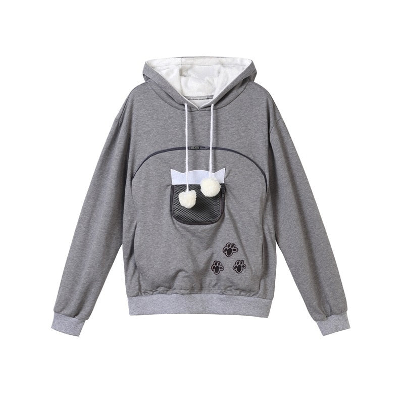 Sweatshirt Cat Lovers Hoodie Kangaroo Dog Pet Paw Dropshipping Pullovers Cuddle Pouch Sweatshirt Pocket Animal Ear Hooded Plus Gray 2
