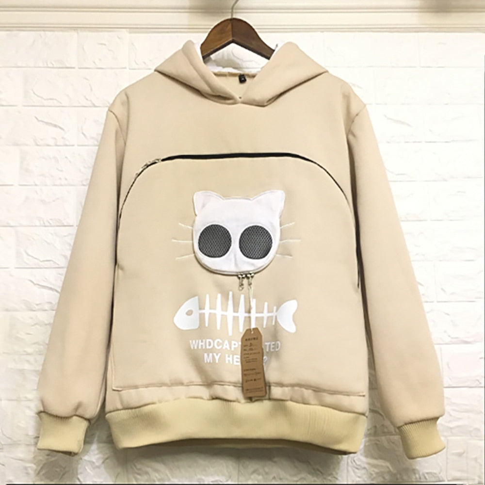 Sweatshirt Cat Lovers Hoodie Kangaroo Dog Pet Paw Dropshipping Pullovers Cuddle Pouch Sweatshirt Pocket Animal Ear Hooded Plus Apricot