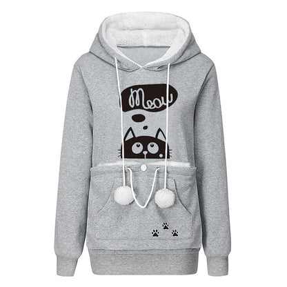 Sweatshirt Cat Lovers Hoodie Kangaroo Dog Pet Paw Dropshipping Pullovers Cuddle Pouch Sweatshirt Pocket Animal Ear Hooded Plus Light Gray 4