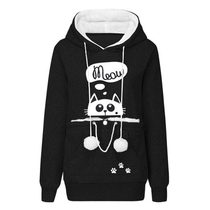 Sweatshirt Cat Lovers Hoodie Kangaroo Dog Pet Paw Dropshipping Pullovers Cuddle Pouch Sweatshirt Pocket Animal Ear Hooded Plus Black 4