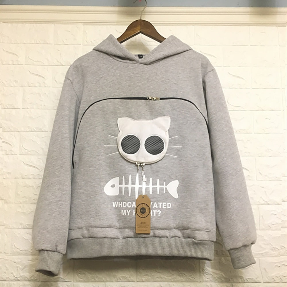 Sweatshirt Cat Lovers Hoodie Kangaroo Dog Pet Paw Dropshipping Pullovers Cuddle Pouch Sweatshirt Pocket Animal Ear Hooded Plus Light Gray