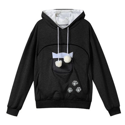 Sweatshirt Cat Lovers Hoodie Kangaroo Dog Pet Paw Dropshipping Pullovers Cuddle Pouch Sweatshirt Pocket Animal Ear Hooded Plus Black 2