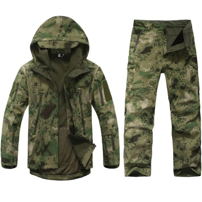 TAD Gear Tactical Softshell Camouflage Jacket Set Men Army Windbreaker Waterproof Hunting Clothes Set Military Outdoors Jacket