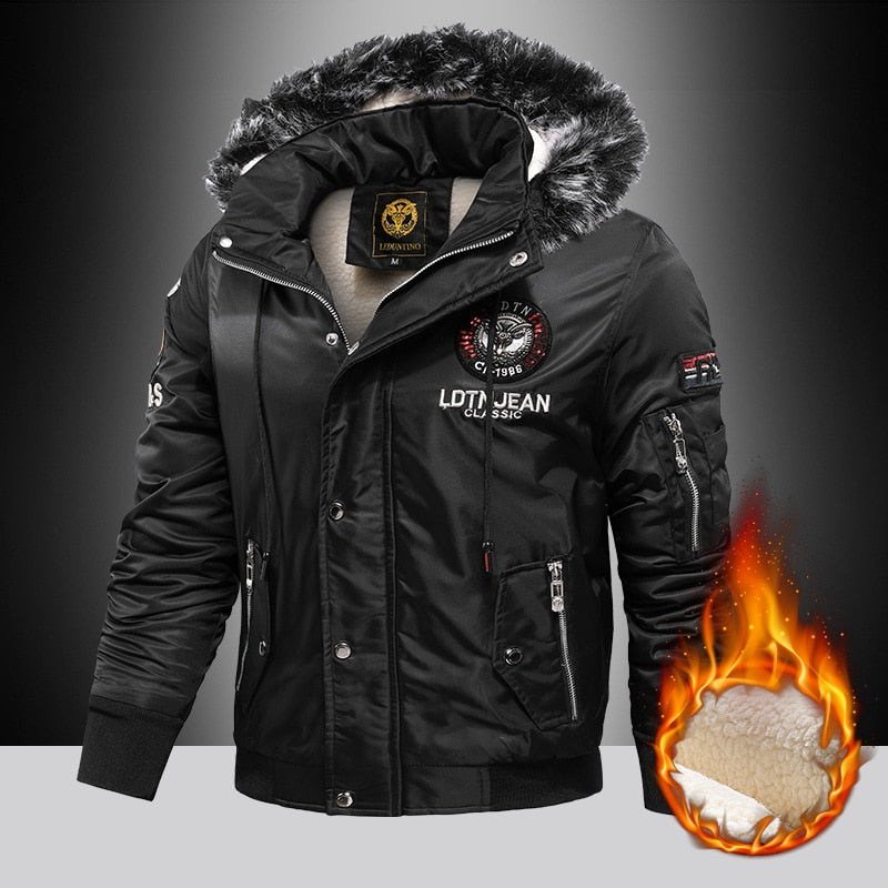 Thick Fashion Down & Parka Coat Oversize Plus Velvet Thick Brand Keep Warm Winter Men's Black Blue Red Padded Jacket