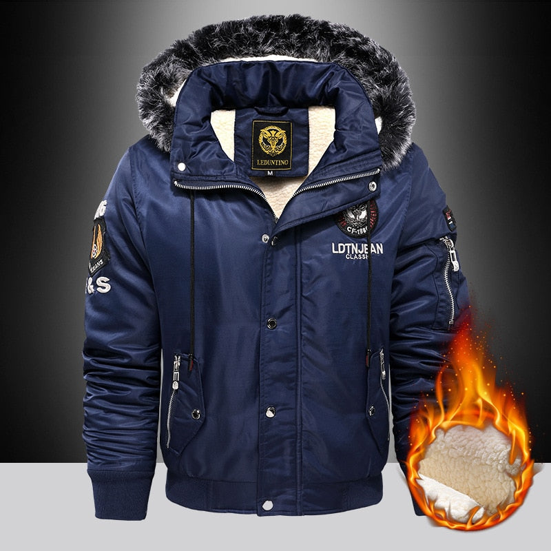 Thick Fashion Down & Parka Coat Oversize Plus Velvet Thick Brand Keep Warm Winter Men's Black Blue Red Padded Jacket